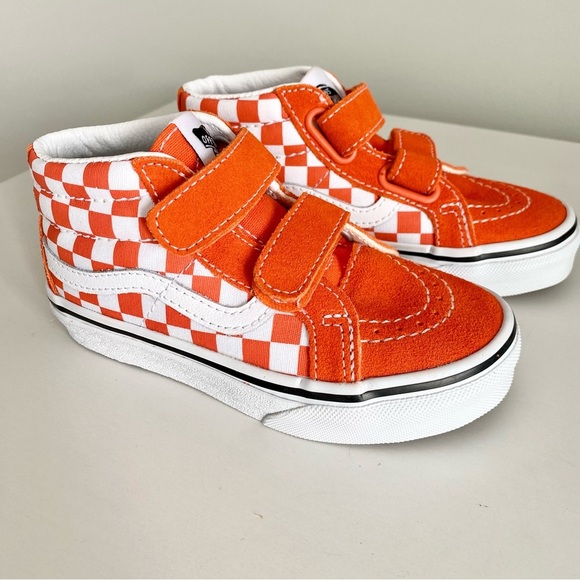 Vans Kids Orange and White Checkered Sneakers - Picture 3 of 6